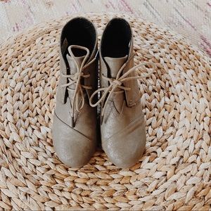 Metallic Gray TOMS Wedge heels